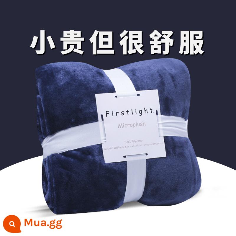 Chăn nhỏ ngủ trưa văn phòng chăn ngủ trưa đơn flannel san hô - xanh hải quân