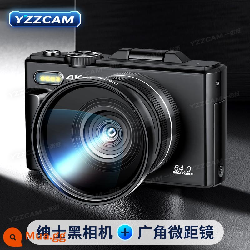 Máy ảnh kỹ thuật số micro-SLR cấp đầu vào dành cho sinh viên có WiFI HD CCD máy ảnh vlog ống kính đơn 4K - Màn hình lật màu đen [với ống kính macro góc rộng] + Kết nối trực tiếp WiFi với điện thoại di động - không cần thẻ nhớ