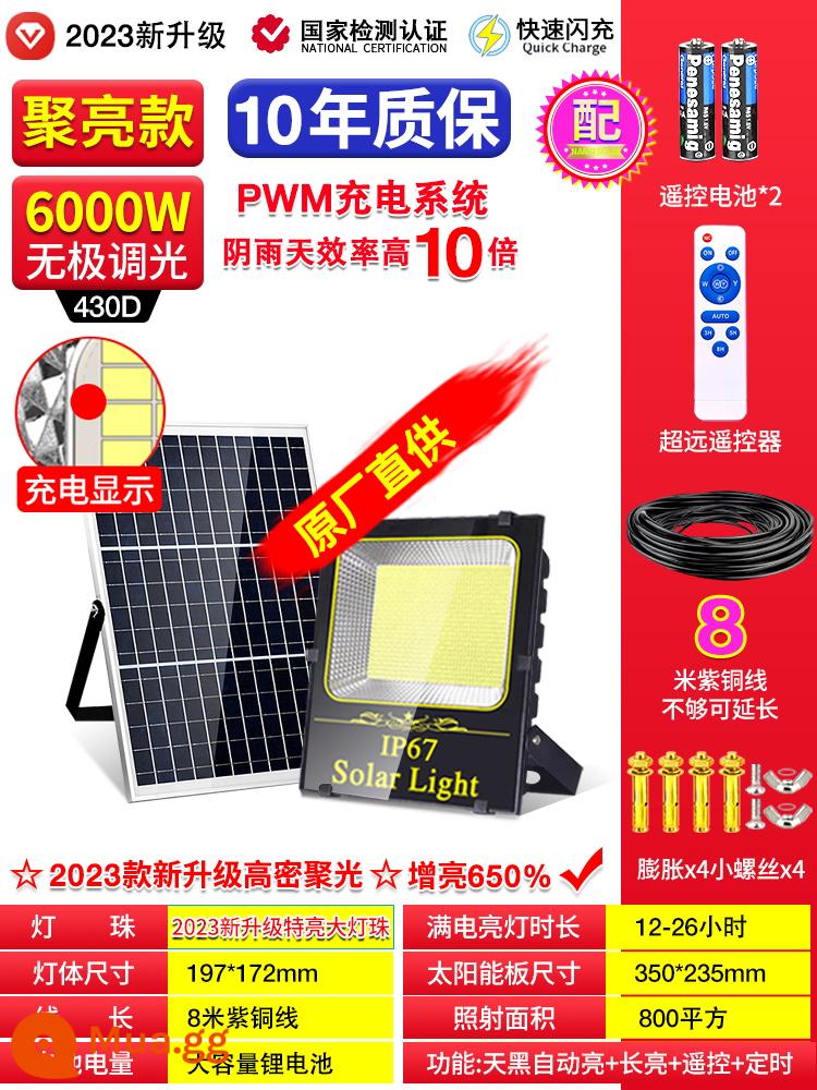 Đèn năng lượng mặt trời đèn sân vườn ngoài trời nông thôn mới chiếu sáng nhà trong nhà tối đèn đường tự động một kéo hai siêu sáng - [Hạt đèn phòng khách Nano] Độ sáng bùng nổ 6000W [Ánh sáng vuông 800] Chiếu sáng tự động + Chiếu sáng lâu + Điều khiển từ xa + Hẹn giờ khi trời tối
