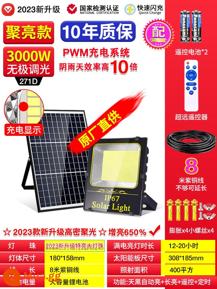 Đèn năng lượng mặt trời đèn sân vườn ngoài trời nông thôn mới chiếu sáng nhà trong nhà tối đèn đường tự động một kéo hai siêu sáng - [Hạt đèn phòng khách Nano] Sáng thêm 3000W [400 mét vuông] đèn tự động khi tối + đèn dài + điều khiển từ xa + hẹn giờ
