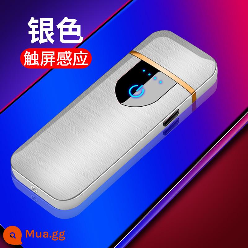 Lưới màu đỏ mở nắp ngay bật lửa sạc chống gió cá tính sáng tạo tùy chỉnh chữ usb bật lửa gửi bạn trai triều - bạc