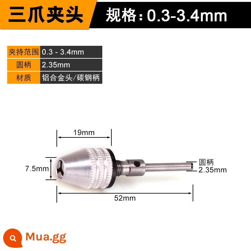 Tay cầm lục giác 3 móng chuck đa năng tay cầm tròn nhanh chóng chuck adapter mũi khoan xoắn chuyển đổi máy khoan điện chuck - 0,3-3,4mm [tay cầm tròn màu bạc 2,35mm]