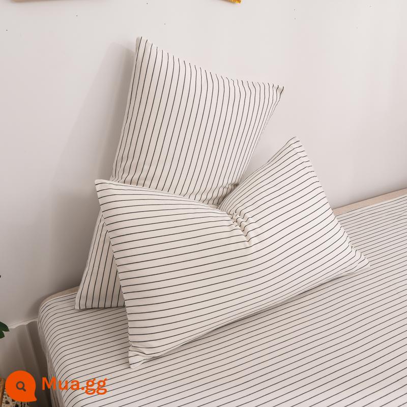 Vỏ gối cotton nguyên chất, cặp vỏ gối 48×74, vỏ gối đơn cotton nguyên chất, chăn ga gối đệm nam 40*60 - dải trắng