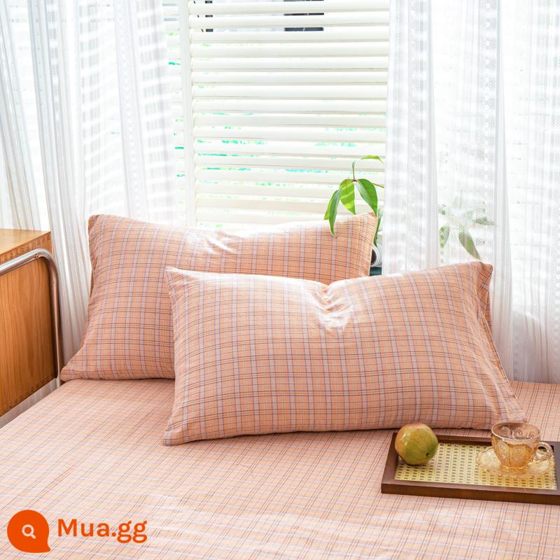 Vỏ gối cotton nguyên chất, cặp vỏ gối 48×74, vỏ gối đơn cotton nguyên chất, chăn ga gối đệm nam 40*60 - cam Milano