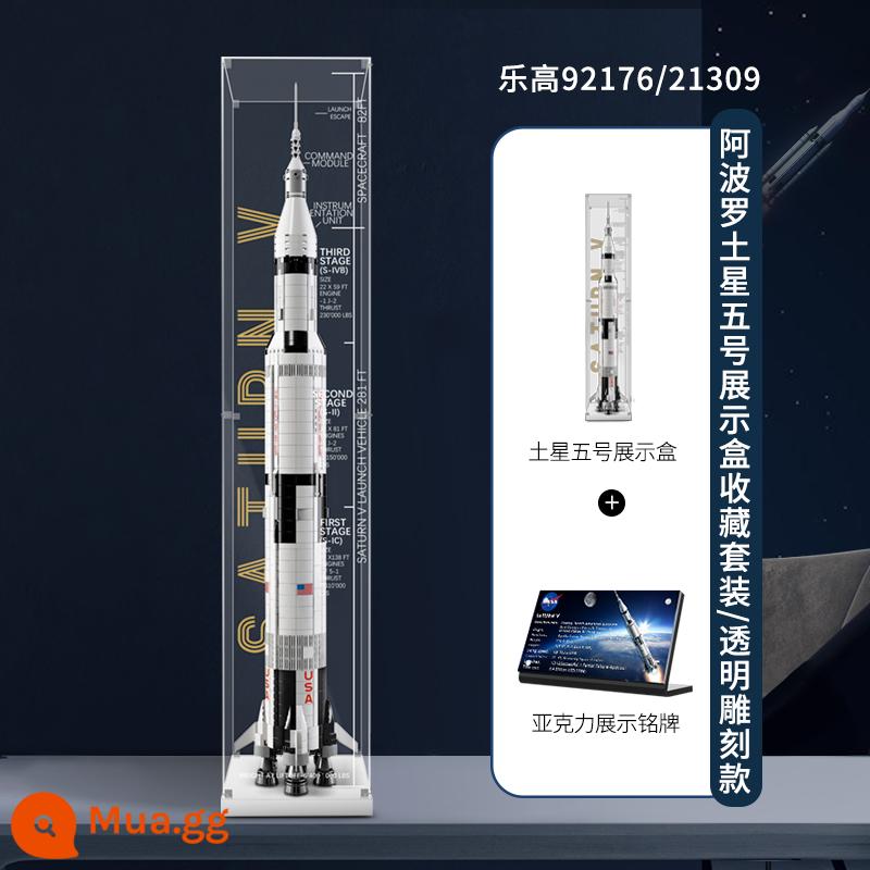 LYB phù hợp với Hộp trưng bày tên lửa Lego 92176 21309 Apollo Saturn V phủ bụi acrylic - Tổ hợp đai ốc pha lê dọc (bao gồm bảng tên + bình xịt làm sạch)