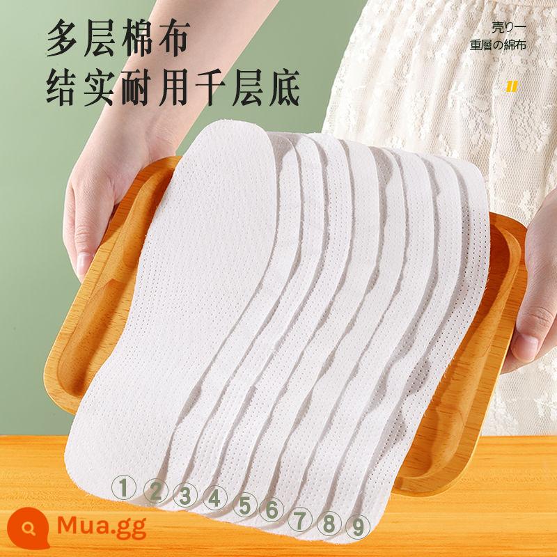 Thảm lót giày bằng vải cotton ngàn lớp có thể cắt được, thấm hút ẩm cho nữ Xuân Thu, khử mùi thấm mồ hôi thoáng khí, có thể giặt được - 4 đôi: Vải chín lớp dày [Không viền*]