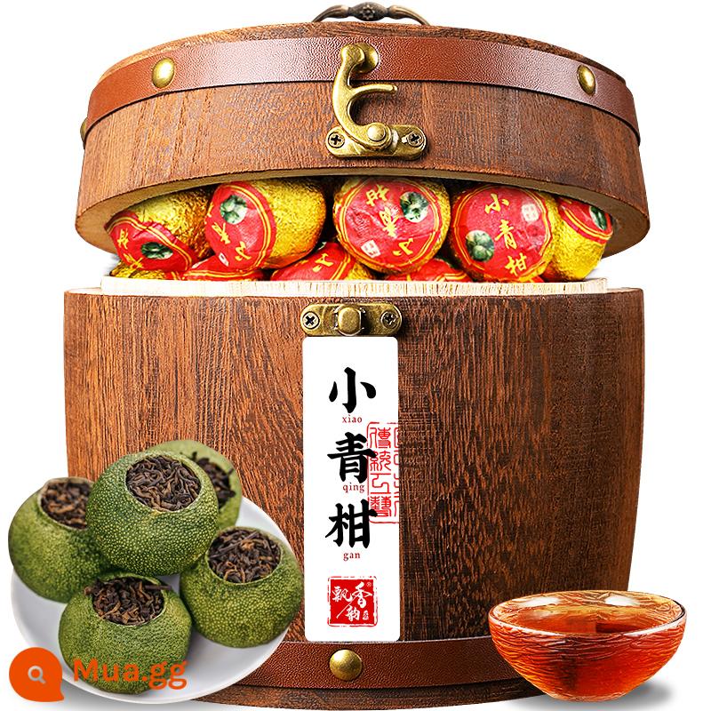 Đích thực Tân Hội nhỏ cam quýt xanh Pu'er trà lá trà nấu chín uống vỏ quýt cam quýt trà puerh hộp gỗ hộp quà tặng 500g - Túi xách miễn phí 500g