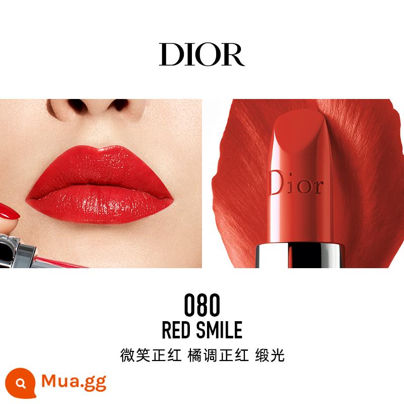 [Chữ độ nét cao] Son môi vàng xanh Dior Dior Lieyan màu mới #735#999#720 nhung - 080 Smile True Red Orange Tone True Red Satin Gloss