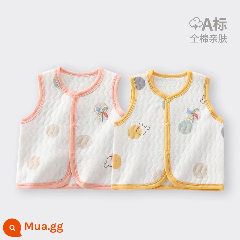 Áo vest cho bé mặc ngoài vào mùa thu đông Kẹp tóc đuôi ngựa cho bé sơ sinh cho mùa xuân thu Áo vest mỏng loại A cho bé mặc bên trong ấm áp. - 2 gói hồng nhạt + vàng