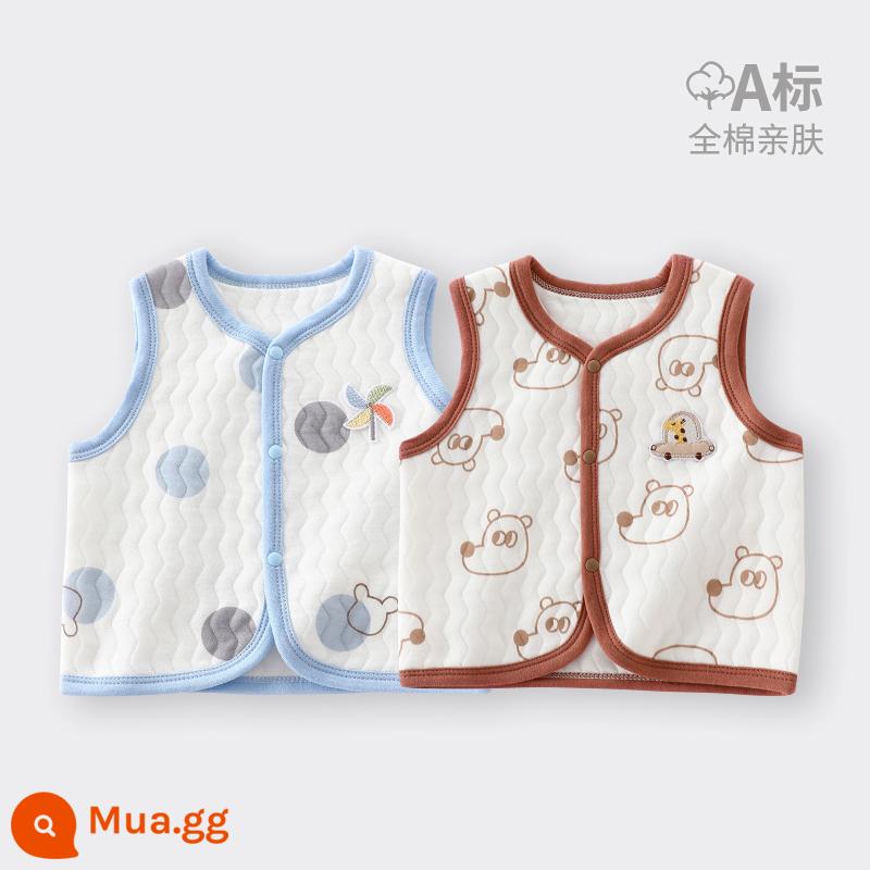 Áo vest cho bé mặc ngoài vào mùa thu đông Kẹp tóc đuôi ngựa cho bé sơ sinh cho mùa xuân thu Áo vest mỏng loại A cho bé mặc bên trong ấm áp. - 2 gói xanh + lạc đà