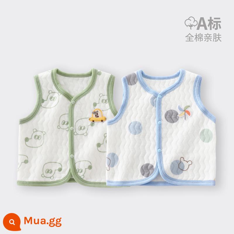 Áo vest cho bé mặc ngoài vào mùa thu đông Kẹp tóc đuôi ngựa cho bé sơ sinh cho mùa xuân thu Áo vest mỏng loại A cho bé mặc bên trong ấm áp. - 2 gói xanh + xanh