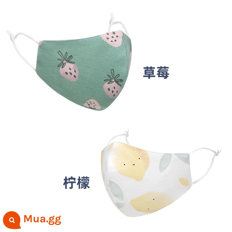 Khẩu trang trẻ em giữ ấm bé gái đặc biệt cho bé gái cotton nguyên chất giặt được cho bé có thể điều chỉnh xuân hạ thu đông - Dâu+Chanh