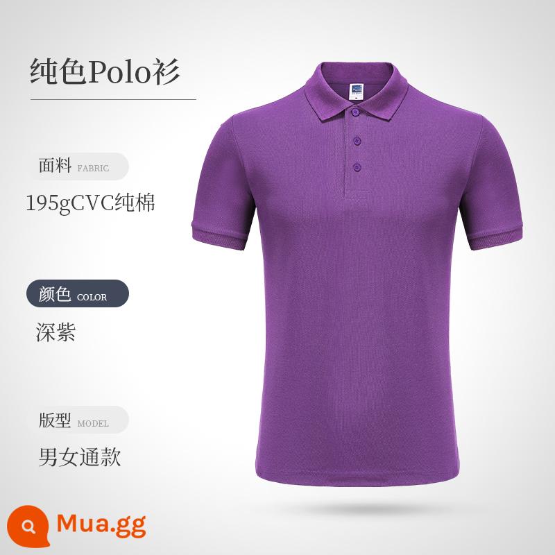 Áo polo đảo ngược quần áo làm việc tùy chỉnh logo nhân vật thêu cotton t -shirts áo sơ mi quảng cáo văn hóa bản đồ tay áo ngắn - Màu tím