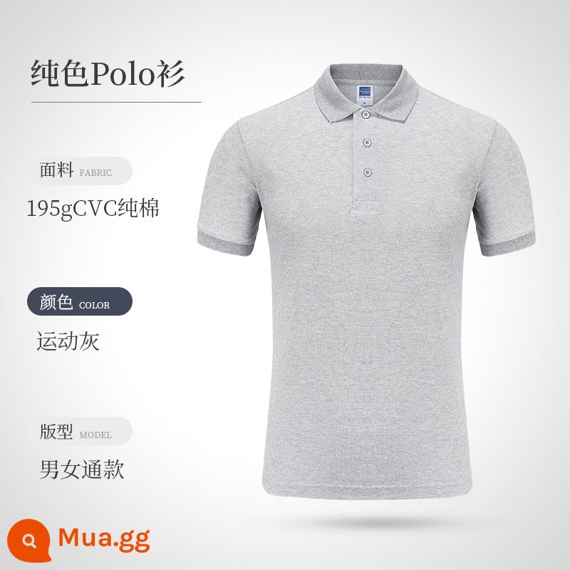 Áo polo đảo ngược quần áo làm việc tùy chỉnh logo nhân vật thêu cotton t -shirts áo sơ mi quảng cáo văn hóa bản đồ tay áo ngắn - Tro