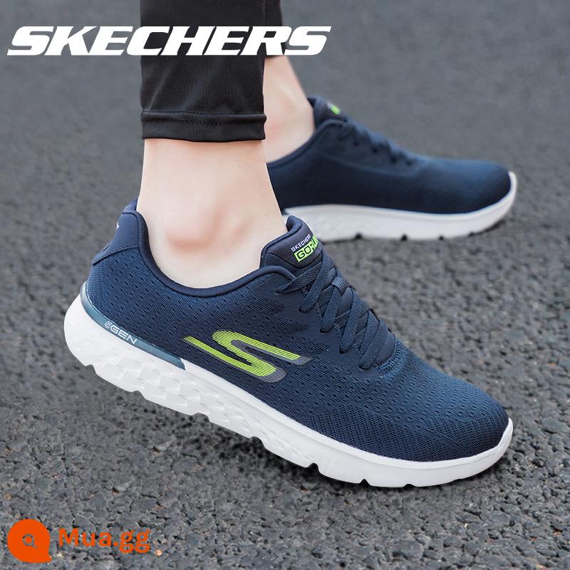 Skechers SKECHERS nam sneakers giày trắng chính thức soái hạm Store xác thực lưới trắng giày chạy bộ nam - [Nhỏ hơn một cỡ] Xanh Navy/Chanh 54354