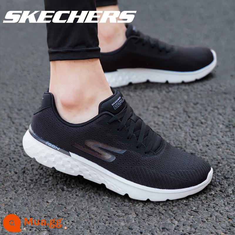 Skechers SKECHERS nam sneakers giày trắng chính thức soái hạm Store xác thực lưới trắng giày chạy bộ nam - [Nhỏ hơn một cỡ] Đen/Trắng 54354