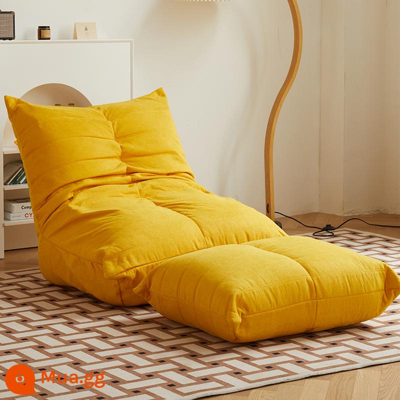 Sofa lười sâu bướm ban công ngả ghế giải trí lưới phòng ngủ màu đỏ có thể nằm và ngủ tatami đơn sofa nhỏ - Màu vàng + bàn đạp (vải cotton và vải lanh thân thiện với da)