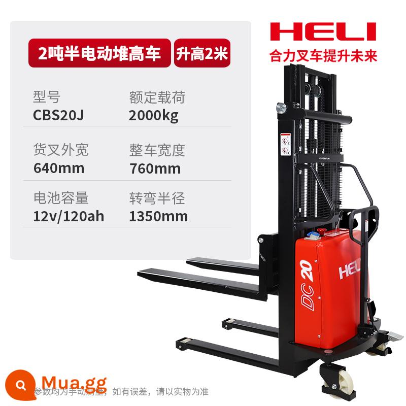 Xe nâng điện Heli Xe nâng thủy lực điện 2 tấn Xe nâng nhỏ 1 tấn có xe đẩy cắm điện - [Heli] Xe nâng bán điện 2 tấn cao 2 mét CBS20J