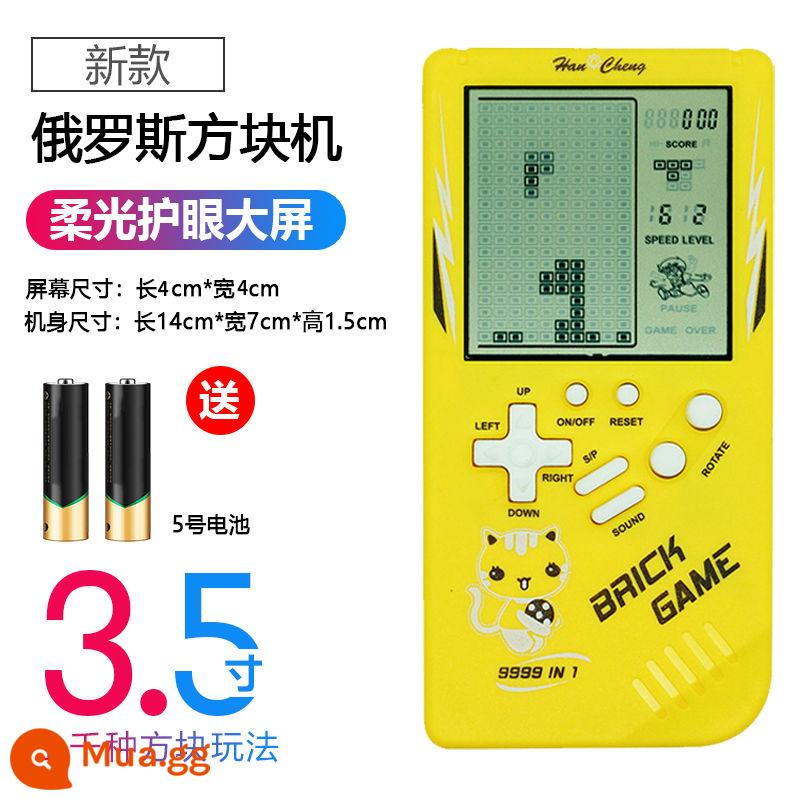 Máy chơi game Tetris cầm tay 4.1 inch màn hình lớn bao phủ lòng bàn tay trẻ em cổ đại hoài cổ di động cầm tay học sinh tiểu học thời thơ ấu học sinh vuông đồ chơi giáo dục cổ điển 8090 kiểu cũ mini nhỏ - [Màn hình lớn 3,5 inch] màu vàng mới đi kèm pin