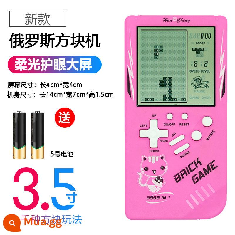 Máy chơi game Tetris cầm tay 4.1 inch màn hình lớn bao phủ lòng bàn tay trẻ em cổ đại hoài cổ di động cầm tay học sinh tiểu học thời thơ ấu học sinh vuông đồ chơi giáo dục cổ điển 8090 kiểu cũ mini nhỏ - Màu hồng mới [màn hình lớn 3,5 inch] đi kèm pin