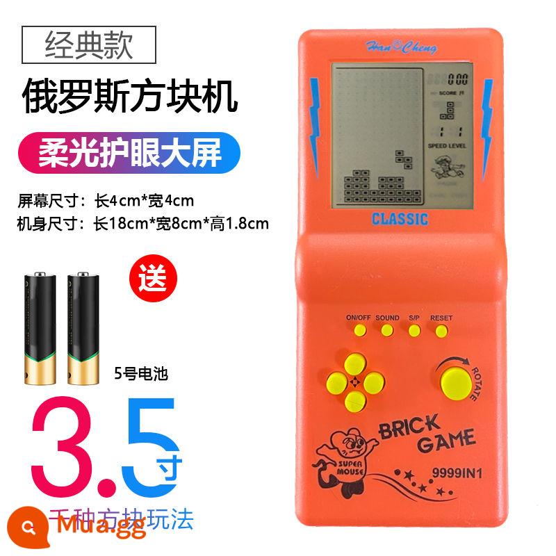 Máy chơi game Tetris cầm tay 4.1 inch màn hình lớn bao phủ lòng bàn tay trẻ em cổ đại hoài cổ di động cầm tay học sinh tiểu học thời thơ ấu học sinh vuông đồ chơi giáo dục cổ điển 8090 kiểu cũ mini nhỏ - Màu cam cổ điển [màn hình lớn 3,5 inch] đi kèm pin