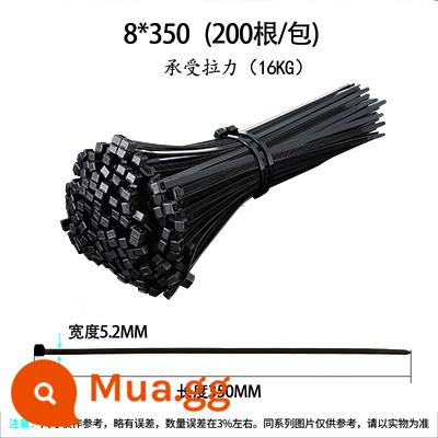 Nylon buộc dây cáp tự khóa 4*200 nhựa ràng buộc dây buộc dây kiềm chế dây với dây buộc dải màu đen - 8*350 rộng 5.2mm 200 dải màu đen