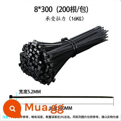 Nylon buộc dây cáp tự khóa 4*200 nhựa ràng buộc dây buộc dây kiềm chế dây với dây buộc dải màu đen - 8*300 rộng 5.2mm 200 dải màu đen