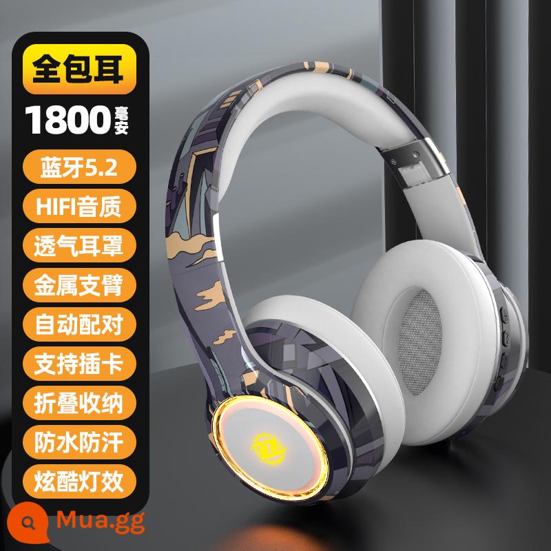 Tai nghe bluetooth thể thao điện tử gắn trên đầu loa siêu trầm có giá trị cao tai nghe chơi game không dây có thể gập lại máy tính thẻ cắm - Chip Guochao Knight White 1800 mAh 5.2