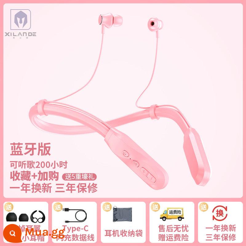 Hilander [Sản phẩm mới 2022 Loại nhét trong tai đầy đủ] Tai nghe Bluetooth khử tiếng ồn không dây Công suất lớn và thời lượng pin dài Trò chơi treo cổ thích hợp cho Huawei Vivo Xiaomi Oppo Apple Android Sports - Sakura Pink Ultimate Edition [Hiệu ứng âm thanh 9D + 200 giờ phát lại + Sạc nhanh Type-C + giọng nói thông minh]