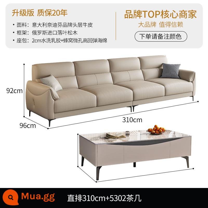 Người thân và bạn bè Phong cách Ý tối giản nhẹ nhàng sang trọng sofa da kết hợp hiện đại đơn giản căn hộ lớn và nhỏ phòng khách da bò lớp trên cùng hàng thẳng - [Phiên bản nâng cấp] Bàn cà phê đá phiến thẳng hàng 3.1M+5302