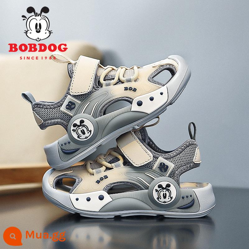 Giày sandal bé trai Bobbean mùa hè 2023 mới Bao Đầu chống va chạm đế mềm chống trượt giày thể thao trẻ em đi biển - m/màu xám