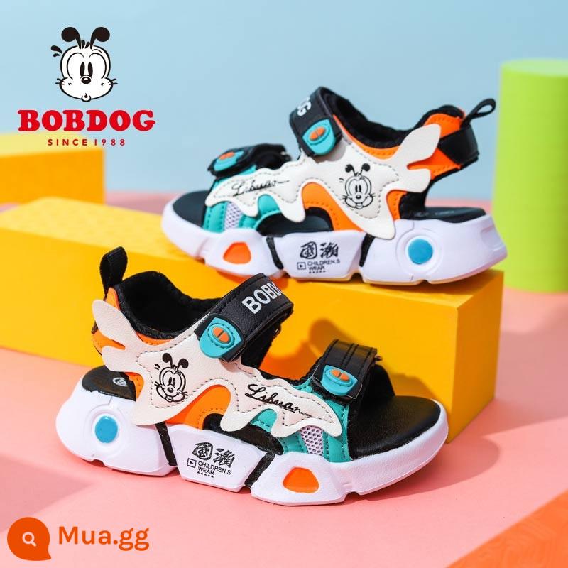 Giày sandal bé trai Bobbean mùa hè 2023 mới Bao Đầu chống va chạm đế mềm chống trượt giày thể thao trẻ em đi biển - Gạo/cam[5035]