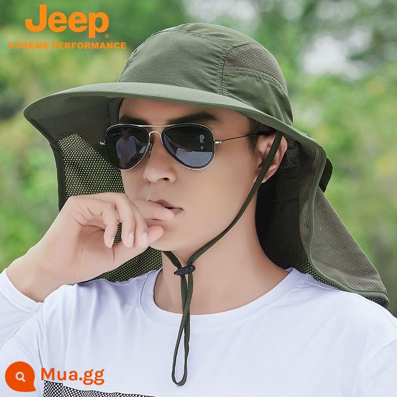 Xe Jeep Mũ Chống Nắng Nam Mùa Hè Câu Cá Ngoài Trời Kem Chống Nắng Vành Lớn Người Cá Khăn Choàng Che Mặt Nam Mũ Chống Nắng - phong cách mười