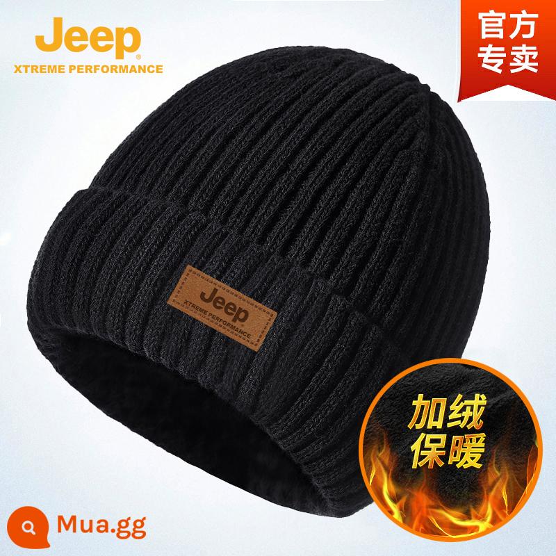 Mũ Jeep Mũ nam dệt kim mùa đông nhung phiên bản Hàn Quốc mũ lạnh bông ấm chống lạnh mũ len nam mùa thu đông - Mũ đơn kiểu 2 màu đen