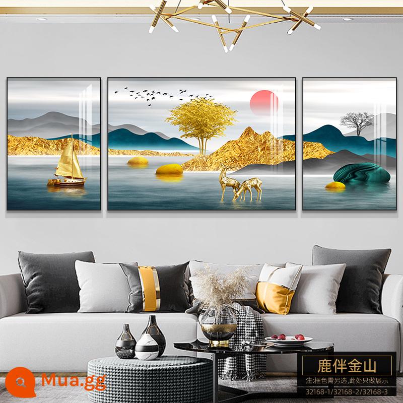 Tranh trang trí phòng khách ánh sáng cao cấp sang trọng bộ ba không khí tối giản hiện đại tranh treo tường sofa mới nền tranh treo tường - 32168-1/32168-2/32168-3 Lỗ Ban Kim Sơn