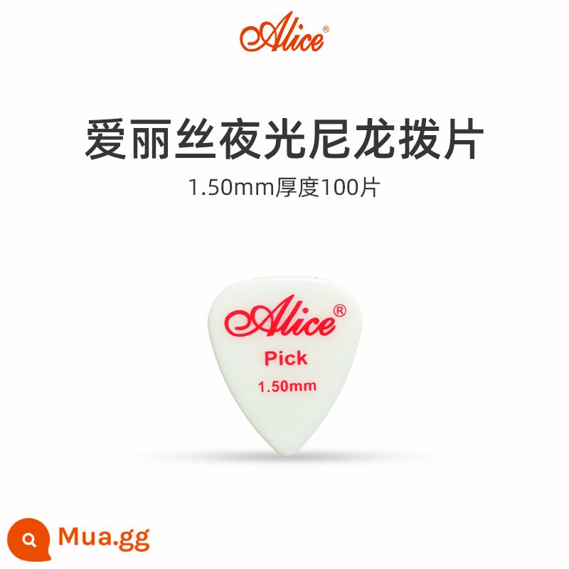 Alice Alice Civil Ballad Guitar Cosmetics Sweeking Thin huỳnh quang Nylon Nights Optoelectronics Guitar Persevers Persevers Pick - [Gói 100 miếng] 1,5mm+ đi kèm hộp chọn