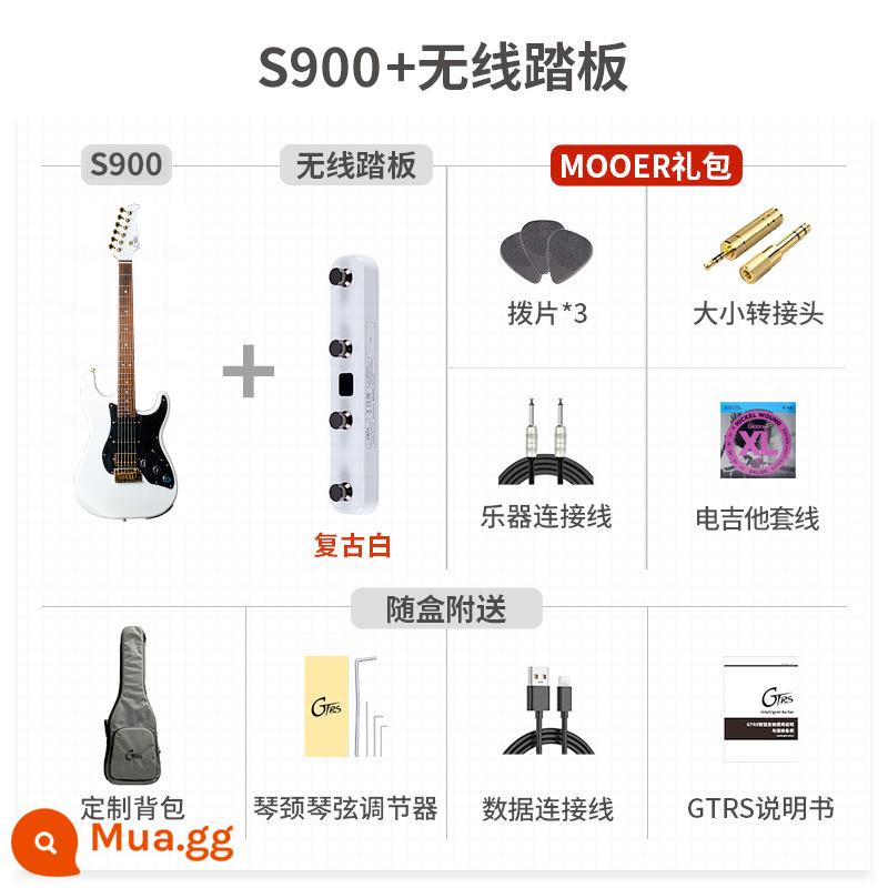 MOOER Magic Ear GTRS đàn guitar điện thông minh S900 có thể ghi Bluetooth tích hợp hiệu ứng toàn diện đàn guitar điện - Trắng ngọc trai + Bàn đạp trắng