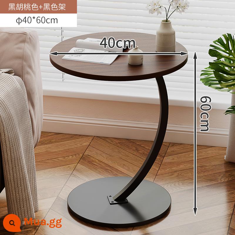 Hộ gia đình bàn nhỏ sofa bên bàn nhỏ bàn cà phê di động hiện đại tối giản phòng ngủ căn hộ nhỏ bàn cạnh giường ngủ có giá đựng đồ - [Vòng một lớp] Màu óc chó + khung đen