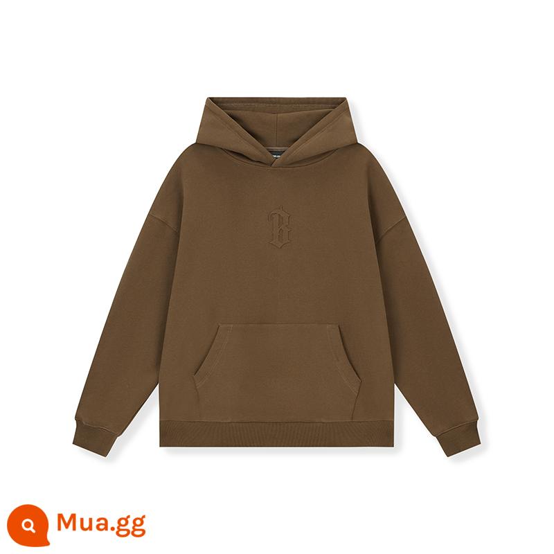 BONELESS Áo hoodie dập nổi hình chữ B ba chiều - nâu