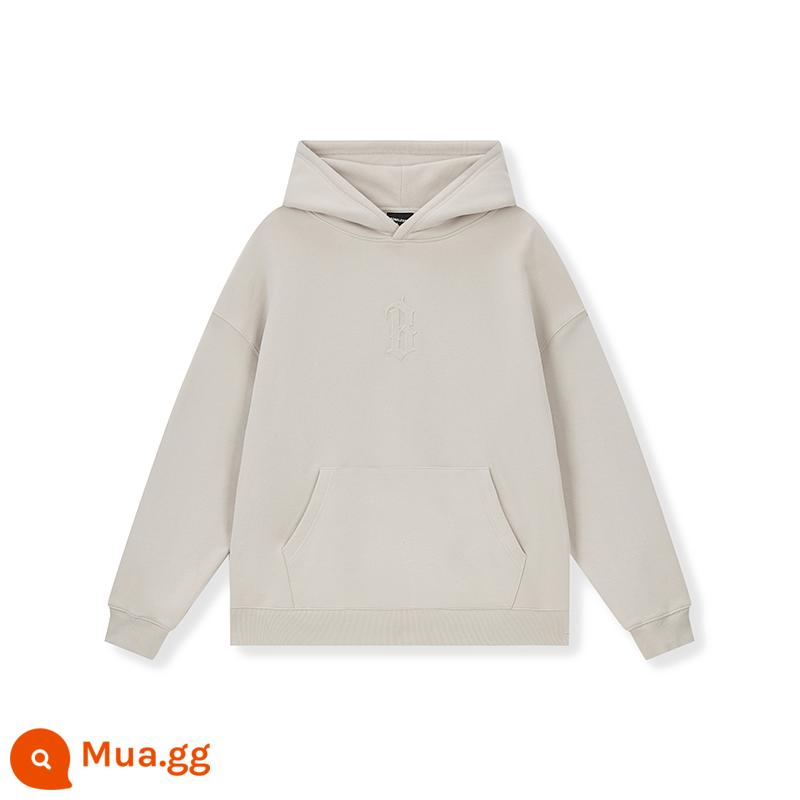 BONELESS Áo hoodie dập nổi hình chữ B ba chiều - xám nhạt