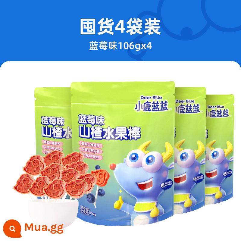 Trợ giá mười tỷ [Kẹo mút Little Deer Blue Hawthorn Lollipop 3 túi] đồ ăn nhẹ thanh trái cây cho trẻ sơ sinh và trẻ nhỏ công thức thực phẩm không thiết yếu - 4 túi táo gai vị việt quất