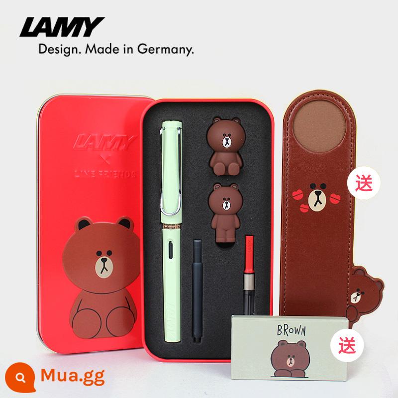 Ngày lễ tình nhân Năm mới Kỷ Mão Lamy Lễ hội mùa xuân món quà sinh nhật cô giáo dành cho bạn gái tặng bạn gái sáng tạo và thiết thực - Gấu Nâu-Macaron Xanh [Hộp Sắt Tinh Tế]