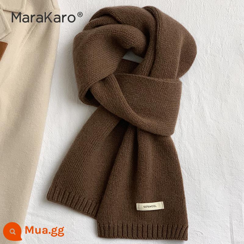 Khăn len đỏ Marakaro nữ 2023 mới không khí mùa thu đông khăn quàng cổ cashmere dệt kim ấm áp - Màu nâu (sẵn sàng cho hộp quà tặng)