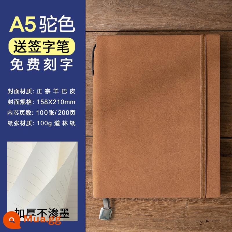 Sheeppapi A5 tie-up notepad doanh nghiệp đơn giản sổ ghi chép doanh nghiệp phụ logo có thể in tùy chỉnh da mềm cao cấp sinh viên đại học văn học nghệ thuật nhật ký tinh tế sổ ghi chép hội nghị công việc cổ điển - Con lạc đà