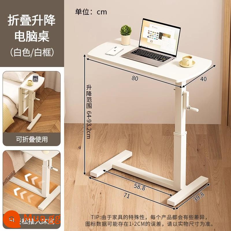 Di chuyển được nâng bàn cạnh giường ngủ nhà sofa bên bàn nhỏ bàn đựng laptop bàn đứng bàn làm việc - [Có thể gập lại] Bàn nâng di động/Tất cả màu be (Không có khe cắm thẻ)