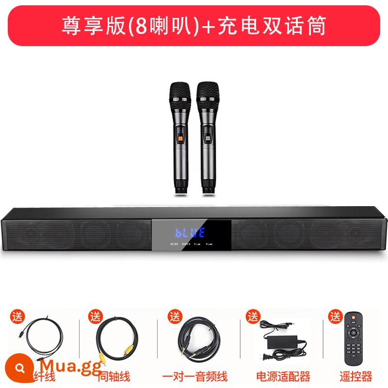 Rạp hát tại nhà TV LCD âm thanh phòng khách loa ngoài máy chiếu Dolby âm thanh toàn cảnh kê tường echo - [Phiên Bản Độc Quyền] 8 Loa + Micro Không Dây Kép Bằng Kim Loại Có Thể Sạc Lại - Living Room K Song Set TV Audio