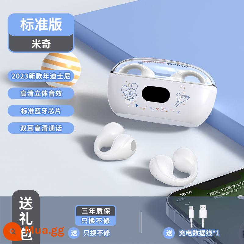 Tai nghe bluetooth dẫn xương Disney không vào tai true wireless thể thao dạng kẹp tai thời lượng pin siêu dài 2023 new - Mickey trắng [chip tiêu chuẩn + cảm ứng thông minh + cuộc gọi HD]