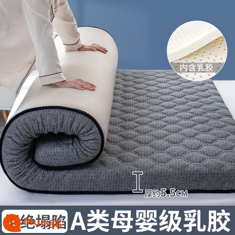 Nệm cao su đệm nhà dày ký túc xá sinh viên đơn chiếu tatami thảm xốp cho thuê chăn đặc biệt - (Độ dày: khoảng 5.5cm) Lưới lục giác - xám [Áo công nghiệp 5 lớp mủ siêu dày + Vải kháng khuẩn, chống mạt loại A]