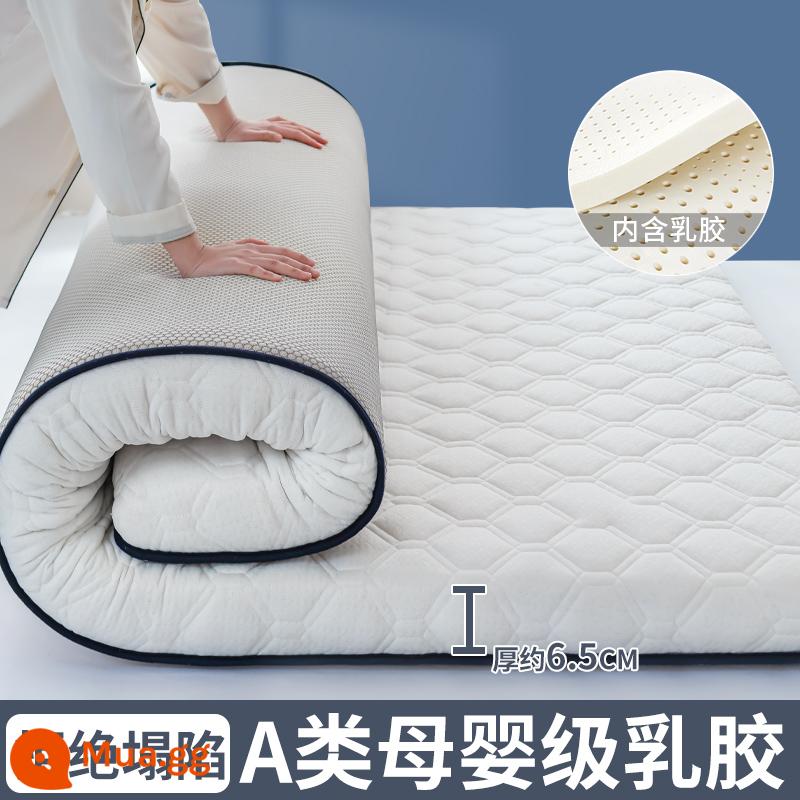 Nệm cao su đệm nhà dày ký túc xá sinh viên đơn chiếu tatami thảm xốp cho thuê chăn đặc biệt - (Độ dày: khoảng 6.5cm) Lưới lục giác - trắng [Áo công nghiệp 5 lớp mủ siêu dày + Vải kháng khuẩn, chống mạt loại A]