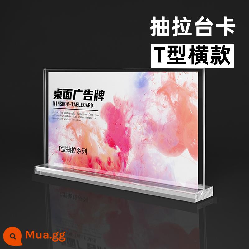 Thẻ bảng acrylic thẻ bảng hai mặt trong suốt thẻ đứng a4 kéo bảng từ tính mạnh thẻ hiển thị thẻ bảng A5 cá tính sáng tạo thẻ menu A6 rượu pha lê thực đơn tùy chỉnh bảng giá quảng cáo Đế trưng bày hình chữ T L - Loại kéo hình chữ T [kiểu ngang]